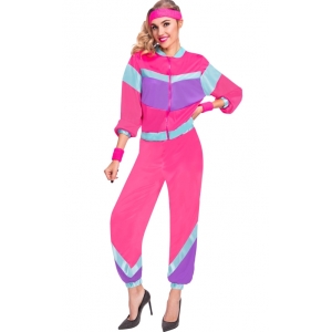 80s Tracksuit Hot Pink - Women 80s Costumes
